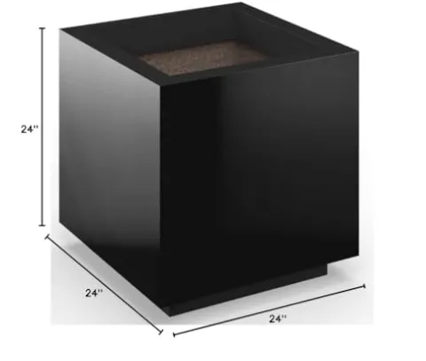 Generic Marek Square Fiberglass Planter 24″ x 24″ x 24″ Black