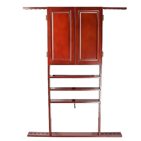 Generic Pool Cue Wall Mounted Rack & Dart Board Cabinet Combination