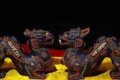 Generic Tibetan Temple Meteorite Dzi Beads Dragon Pair 10