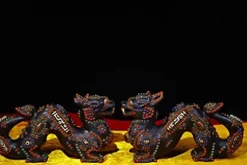 Generic Tibetan Temple Meteorite Dzi Beads Dragon Pair 10