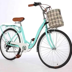 Generic Women’s 26 Inch Hybrid Bike Retro-Styled Cruiser 7-Speed Drivetrain Green