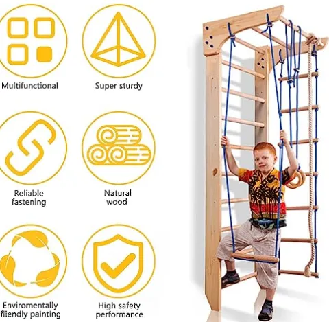 Generic Wooden Sport Swedish Ladder with Pull Up Bar – Fixed Pull Up Bar