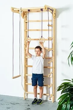 Generic Wooden Sport Swedish Ladder with Pull Up Bar – Fixed Pull Up Bar