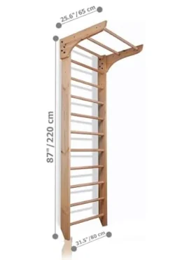 Generic Wooden Wall Stall Bars for Kids and Adults – Swedish Ladder with Pull-Up Bar