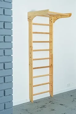 Generic Wooden Wall Stall Bars for Kids and Adults – Swedish Ladder with Pull-Up Bar