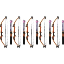GENESIS Adjustable Left-Handed Compound Bow Kit with Quiver, Arm Guard, and Arrows Orange