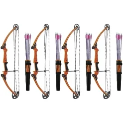 GENESIS Adjustable Lightweight Left-Handed Compound Bow Kit with Quiver, Arm Guard, and Arrows Orange
