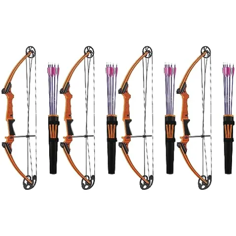 GENESIS Adjustable Lightweight Left-Handed Compound Bow Kit with Quiver, Arm Guard, and Arrows Orange