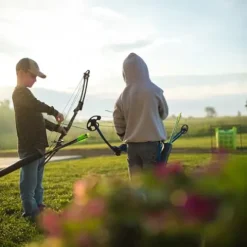GENESIS Adjustable Right-Handed Compound Bow Kit with Quiver, Arm Guard, Arrows Yellow