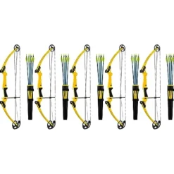 GENESIS Adjustable Right-Handed Compound Bow Kit with Quiver, Arm Guard, Arrows Yellow