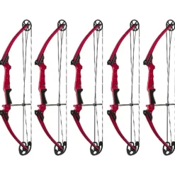 GENESIS Archery Compound Bow Adjustable Draw Length 15″-30″ & Weight 10-20 lbs Right-Handed Red