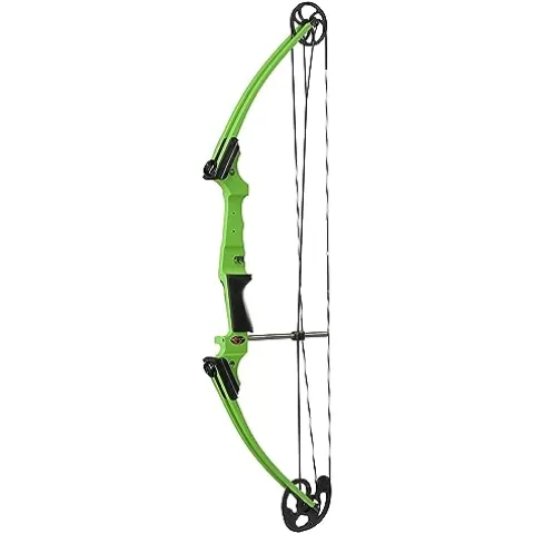 GENESIS Archery Compound Bow Adjustable Draw Length 15″-30″ & Weight 10-20 lbs Left-Handed Green