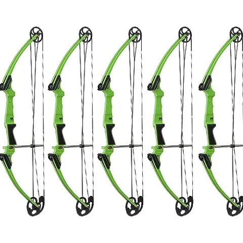 GENESIS Archery Compound Bow Adjustable Draw Length 15″-30″ & Weight 10-20 lbs Left-Handed Green