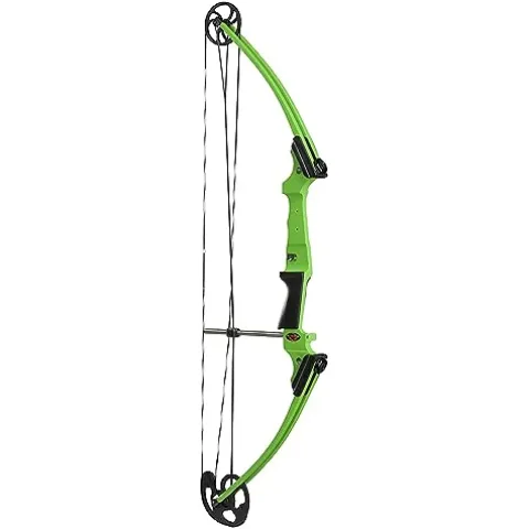 GENESIS Archery Compound Bow Adjustable Draw Length 15″-30″ & Weight 10-20 lbs Left-Handed Green