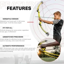 GENESIS Archery Compound Bow Kit Left-Handed Adjustable Draw Length 15″-30″ & Weight 10-20 lbs Yellow (3 Pack)