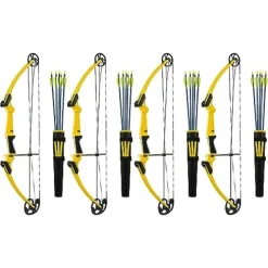 GENESIS Archery Compound Bow Kit Adjustable Draw Length & Weight Left-Handed Yellow