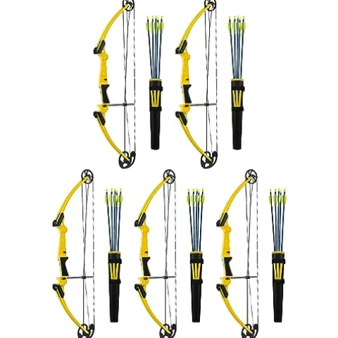GENESIS Archery Compound Bow Kit Adjustable Draw Length 15″-30″ & Weight 10-20 lbs Left-Handed Yellow