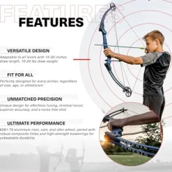 GENESIS Archery Compound Bow Kit Adjustable Draw Length 15″-30″ Left-Handed Red