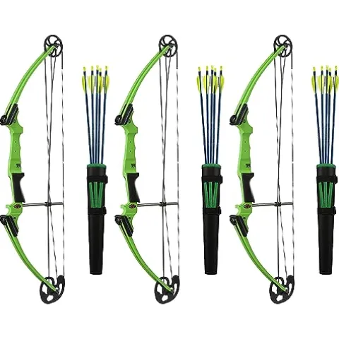 GENESIS Archery Compound Bow Kit Adjustable Draw Length & Weight for Left-Handed Green