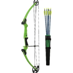 GENESIS Archery Compound Bow Kit Adjustable Draw Length & Weight for Left-Handed Green