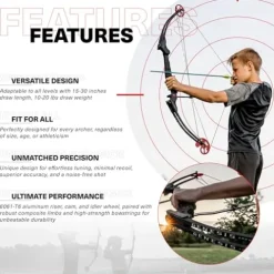 GENESIS Archery Compound Bow with Adjustable Draw Length 15″-30″ & Weight 10-20 lbs for Left-Handed Black