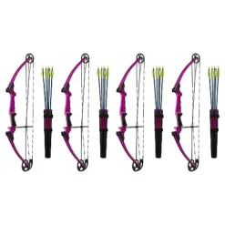 GENESIS Archery Compound Bow Kit Adjustable Draw Length 15″ to 30″ Adjustable Draw Weight 10 to 20 lbs Left-Handed Purple