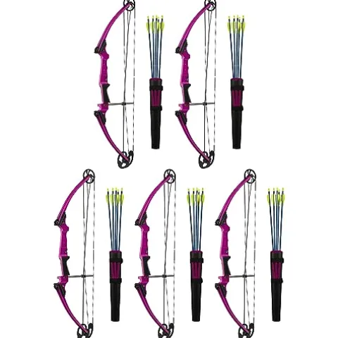 GENESIS Archery Compound Bow Kit Adjustable Draw Length 15″ to 30″ & Weight 10-20 lbs Left-Handed Purple