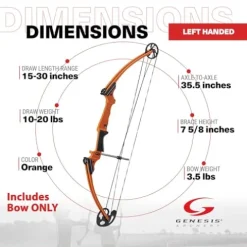 GENESIS Archery Original Adjustable Left-Handed Compound Bow for Beginners and Experts Orange (5 Pack)