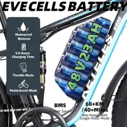 GJWLOMG KETELES K800 Pro Electric Bike 2000W 48V 23AH Blue