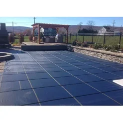 GLI Pool Products Secur-A-Pool 16×32 Ft Rectangular Mesh Safety Cover System Blue