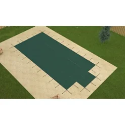 GLI Pool Products Secur-A-Pool Grecian Mesh Safety Cover System 17×36 Ft with Center End Step Green
