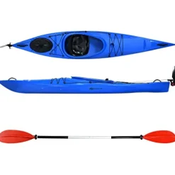 GLOBALWAY 12FT Sit-in Kayak with Storage, 1-Person Surfing Raft Blue