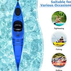 GLOBALWAY 12FT Sit-in Kayak with Storage, 1-Person Surfing Raft Blue
