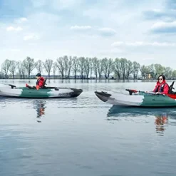 GLOBALWAY 9.7FT Sit-On-Top Fishing Kayak with Paddle & Rod Holders Gray + Green