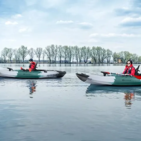 GLOBALWAY 9.7FT Sit-On-Top Fishing Kayak with Paddle & Rod Holders Gray + Green