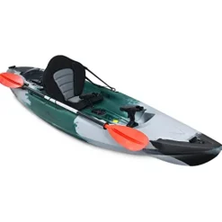 GLOBALWAY 9.7FT Sit-On-Top Fishing Kayak with Paddle & Rod Holders Gray + Green