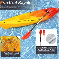 GLOBALWAY 10.2FT Sit-On-Top Fishing Kayak with Paddle Yellow/Orange