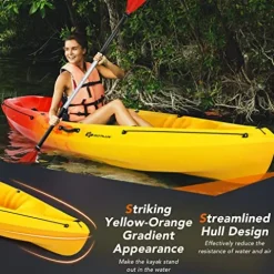 GLOBALWAY 10.2FT Sit-On-Top Fishing Kayak with Paddle Yellow/Orange