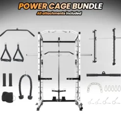 GOCAPTAIN Fitness Squat Rack Power Cage Black+White