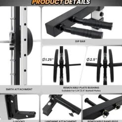 GOCAPTAIN Fitness Squat Rack Power Cage Black+White