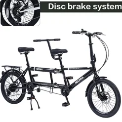 GOJLEX Foldable Tandem Bike 20” City Folding Bicycle Black