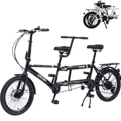 GOJLEX Foldable Tandem Bike 20” City Folding Bicycle Black