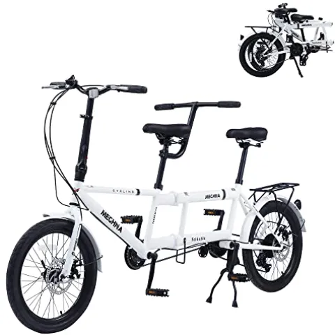 GOJLEX Foldable Tandem Bike 20”City Folding Bicycle White