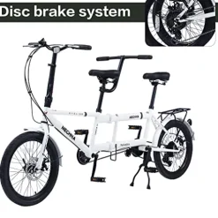 GOJLEX Foldable Tandem Bike 20”City Folding Bicycle White