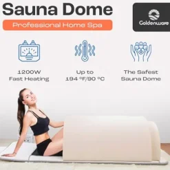Golden Wave Far Infrared Sauna Dome with 360° Body Coverage White