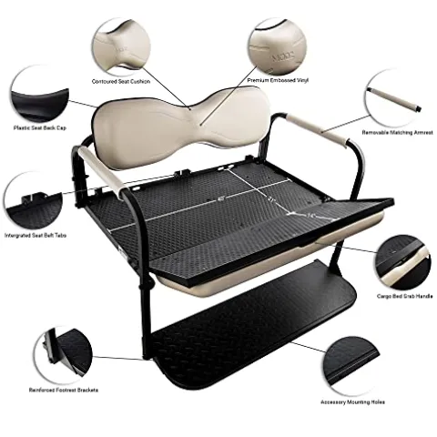 Golf Cart King MODZ® Flip4 EZGO RXV Golf Cart Rear Seat Kit Black