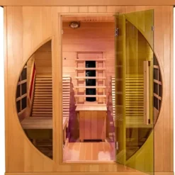 Gollense Infrared Sauna for Home with Recliner, Double Lounge Chairs, Canadian Red Cedar Wood 3400W Indoor Dry Sauna Room Yellow