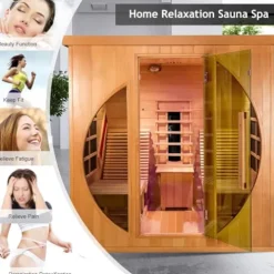 Gollense Infrared Sauna for Home with Recliner, Double Lounge Chairs, Canadian Red Cedar Wood 3400W Indoor Dry Sauna Room Yellow