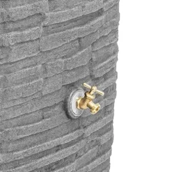 Good Ideas Impressions Riverwalk 50 Gallon Faux Slate Dual Spigot Rain Barrel Dark Granite