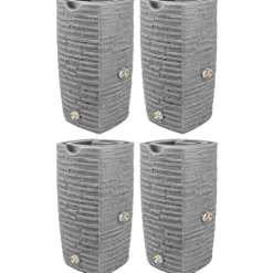 Good Ideas Impressions Riverwalk 50 Gallon Faux Slate Dual Spigot Rain Barrel Dark Granite
